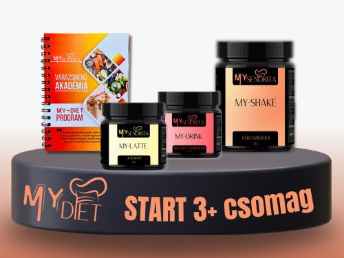 My-Diet Start 3+ csomag - Mogyorókrém MyLatte, Meggyes csokimousse MyDrink, Kókuszkocka MyShake, My-Diet könyv