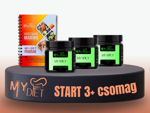 My-Diet Start 3+ csomag - Zöldséges MySpicy, Fokhagymás tejfölös MySpicy, Mézes-sült oldalas MySpicy, My-Diet könyv