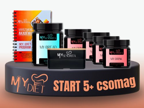 My-Diet Start 5+ csomag - Banán split MyDrink, Othello szőlő MyDrink, Citromos Sajttorta MyDrink, Áfonyás sajttorta MyDrink, Bundázó, MyDiet könyv, emeletes Bento ételhordó