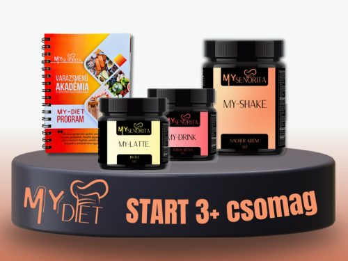 My-Diet Start 3+ csomag -My-Diet Start 3+ csomag - Mascarpone-málna MyDrink, Mascarpone-vanília MyLatte, Zacher krém MyShake, My-Diet könyv