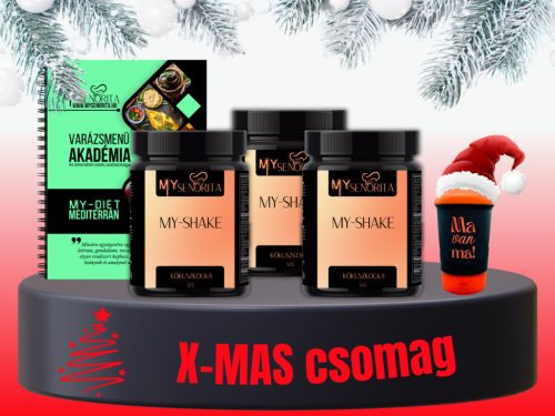 My-XMAS Mediterrán 4+ csomag: My-mediterrán nyomdai könyv, Kókuszkocka MyShake, Meggyleves MyShake, Palócleves MyShake, ajándék Shaker